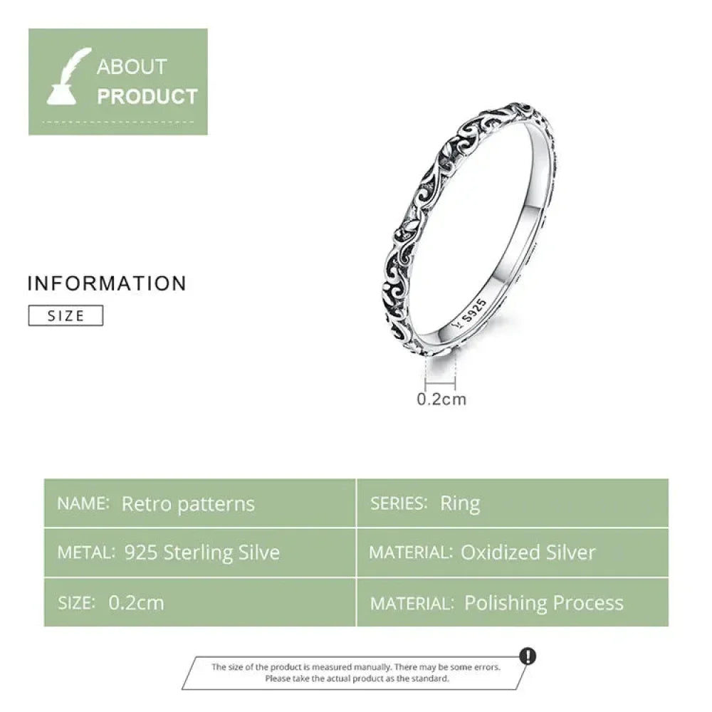925 Sterling Silver Vintage Embossed Floral Ring