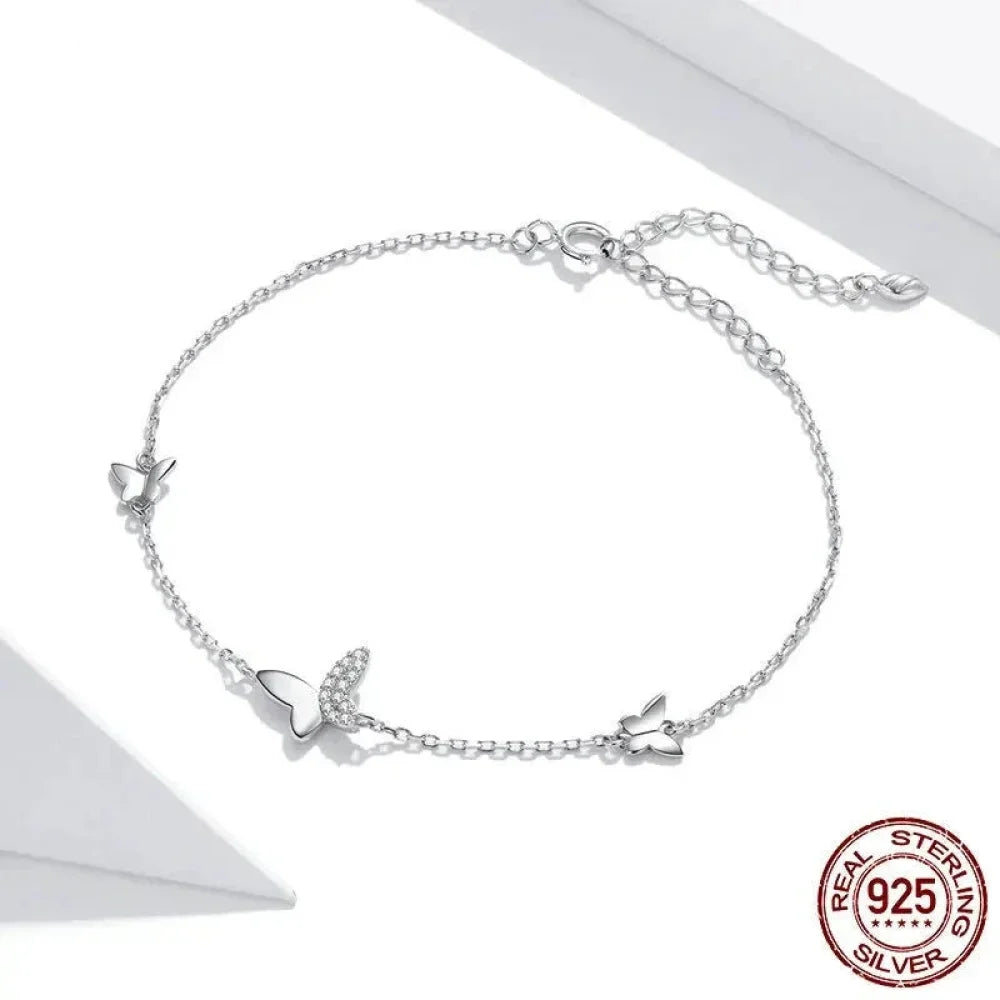 Sterling Silver Butterfly Charm Bracelet – Adjustable