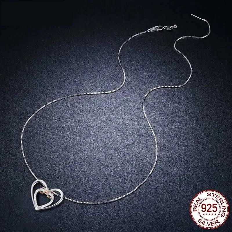 Entwined Hearts: Sterling Silver Infinity Necklace With Double Hearts