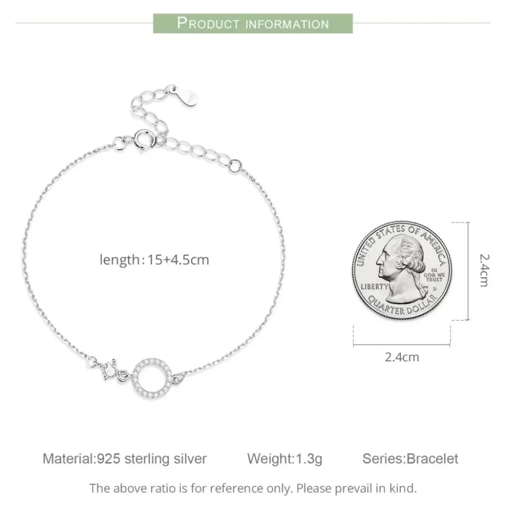 925 Sterling Silver Ring Chain Bracelet