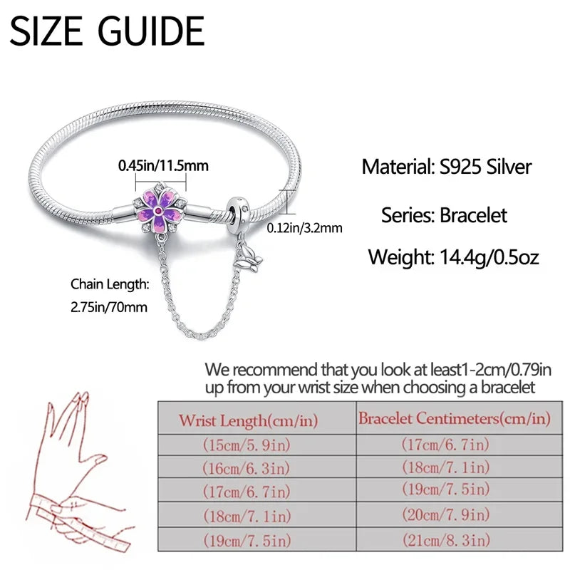 Sterling Silver Snowflake Clasp Bracelet with CZ
