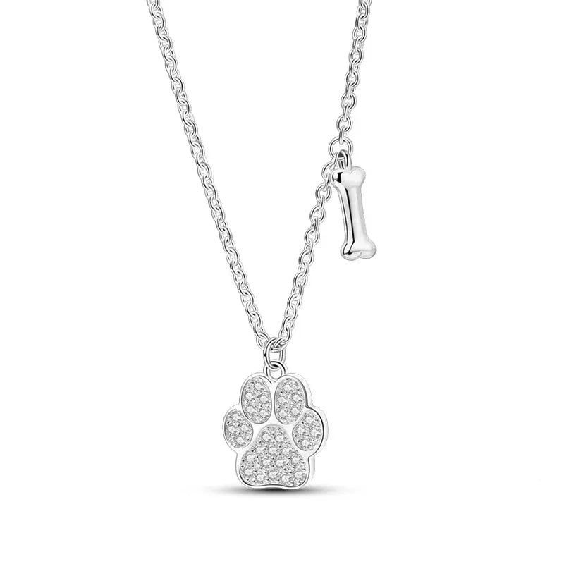Sterling Silver Paw Print Necklace