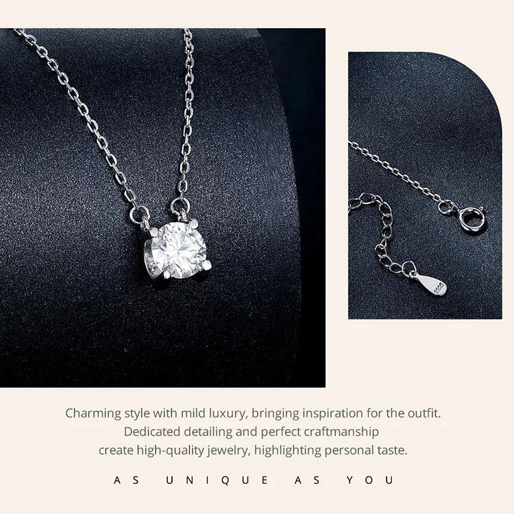 Radiant 1ct Moissanite Sterling Silver Pendant Necklace