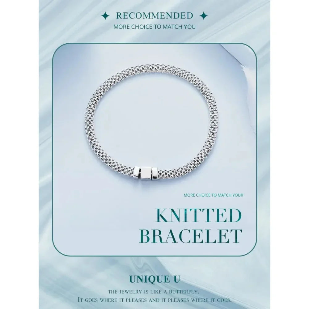 Sterling Silver Braided Square Buckle Bracelet