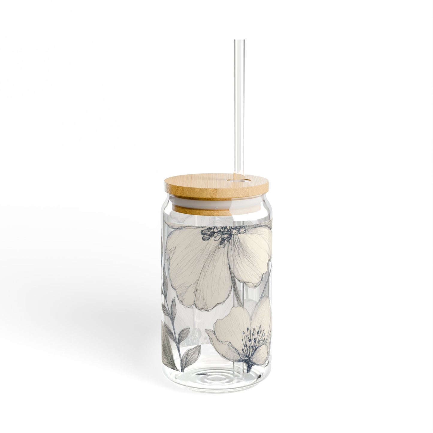 Gardenia Sketch | Sipper Glass, 16oz