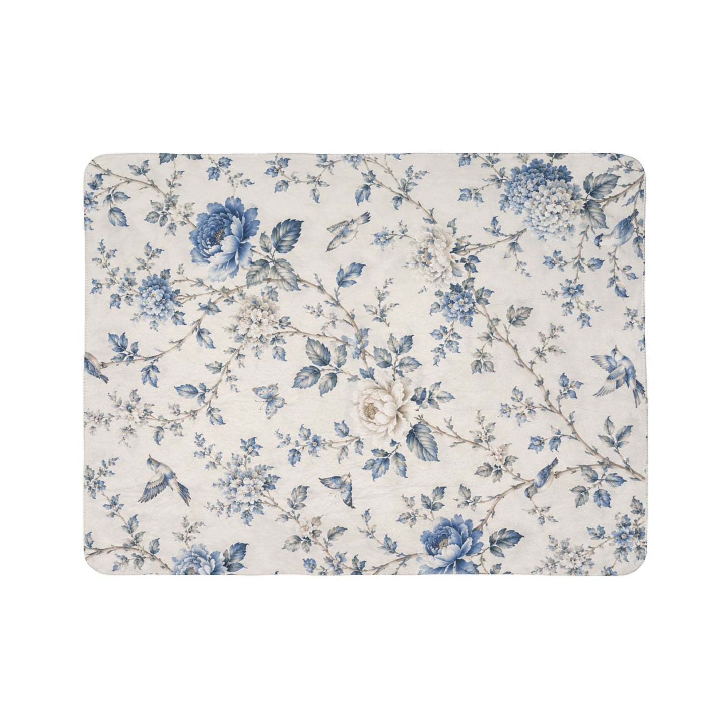Bespoke Bambina | Blue Blossom | Fleece Sherpa Blanket