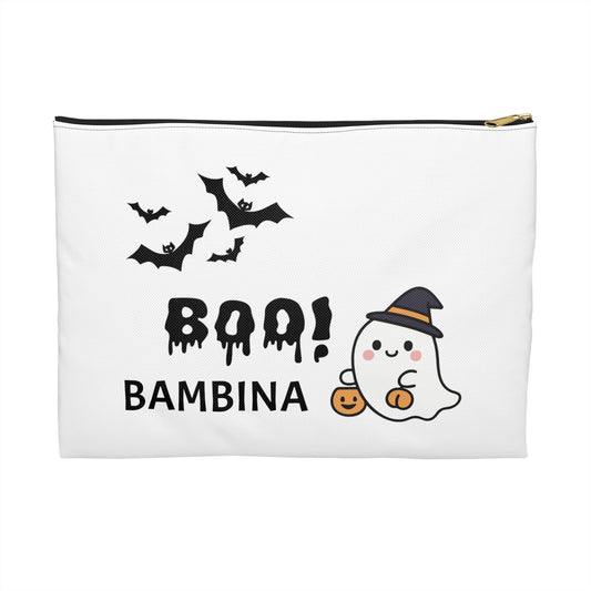 Halloween Boo! Bambina Accessory Pouch — Cute Ghost Cosmetic & Trick-or-Treat Makeup Bag | The Bespoke Bambina
