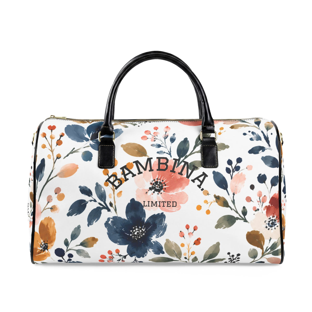 Floral Faux Leather Travel Bag – Bambina Limited Weekender in Orchid Ink