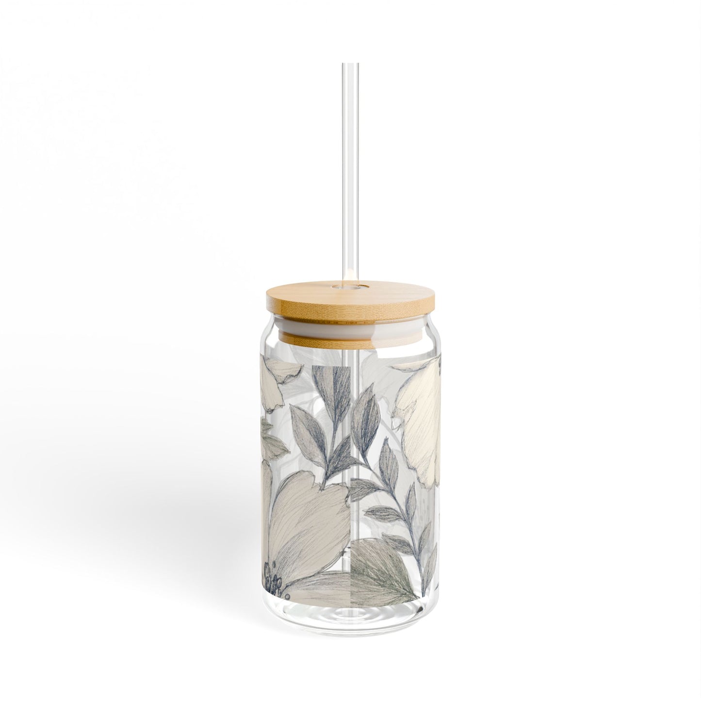 Gardenia Sketch | Sipper Glass, 16oz