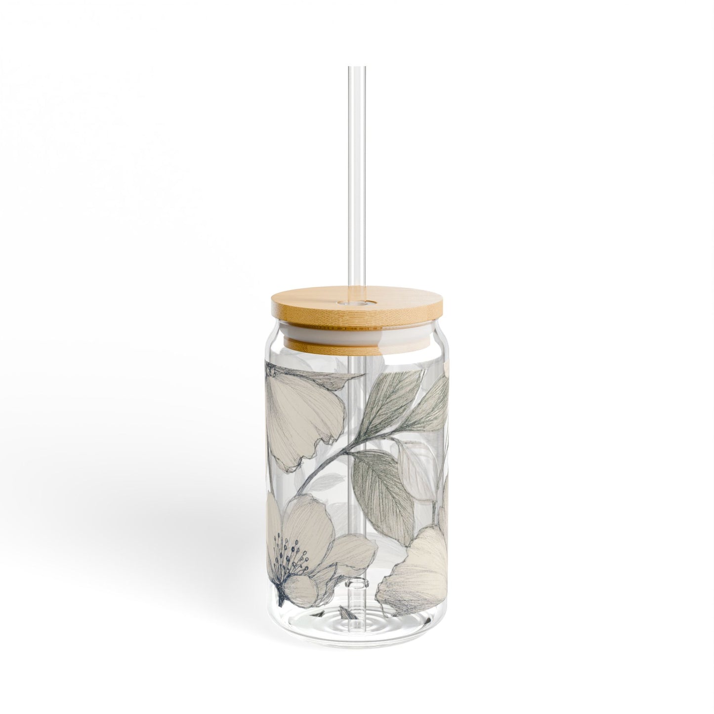 Gardenia Sketch | Sipper Glass, 16oz