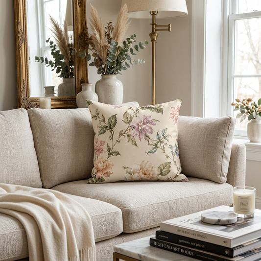 The Bespoke Bambina | Heirloom Bloom | Faux Suede Square Pillow