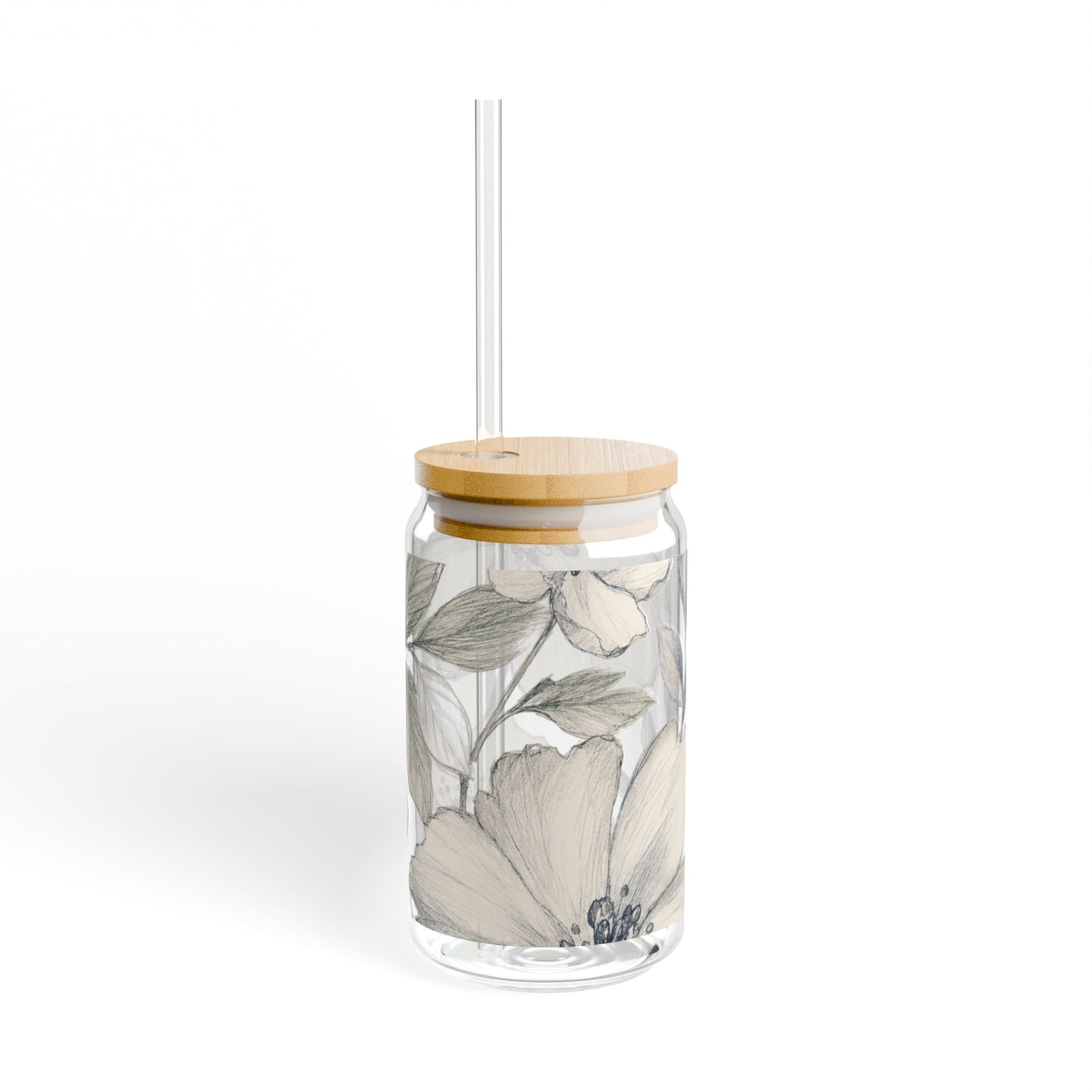 Gardenia Sketch | Sipper Glass, 16oz