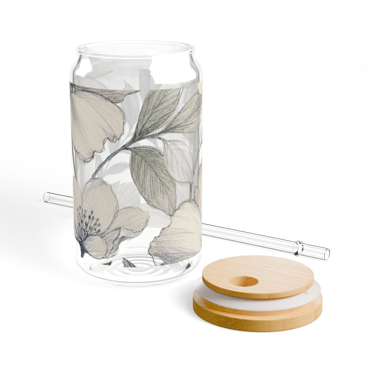 Gardenia Sketch | Sipper Glass, 16oz