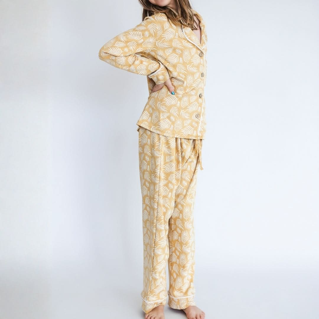 Ladies’ Bamboo Long Sleeve Button-Up Lounge Set | Olive