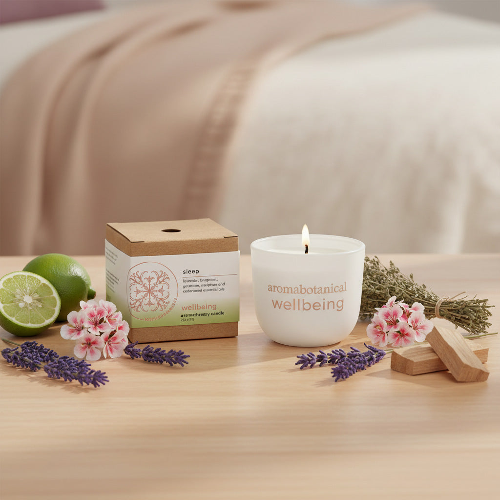 Mini Sleep Candle with Lavender & Marjoram for Tranquil Nights by Aromabotanical