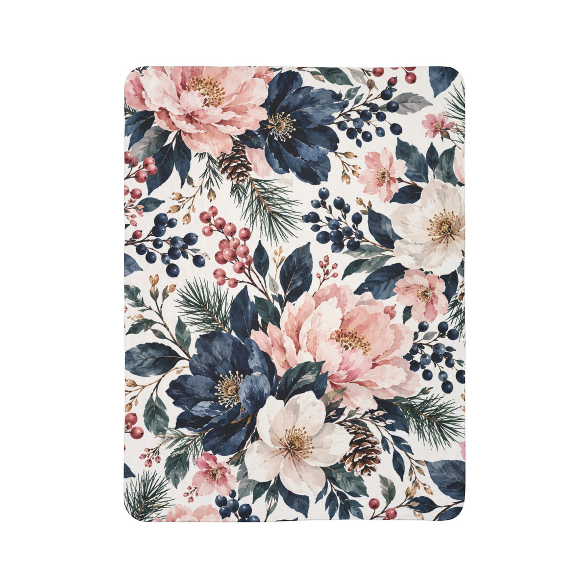 Floral Fleece Sherpa Blanket | Petals and Pine Cones | The Bespoke Bambina