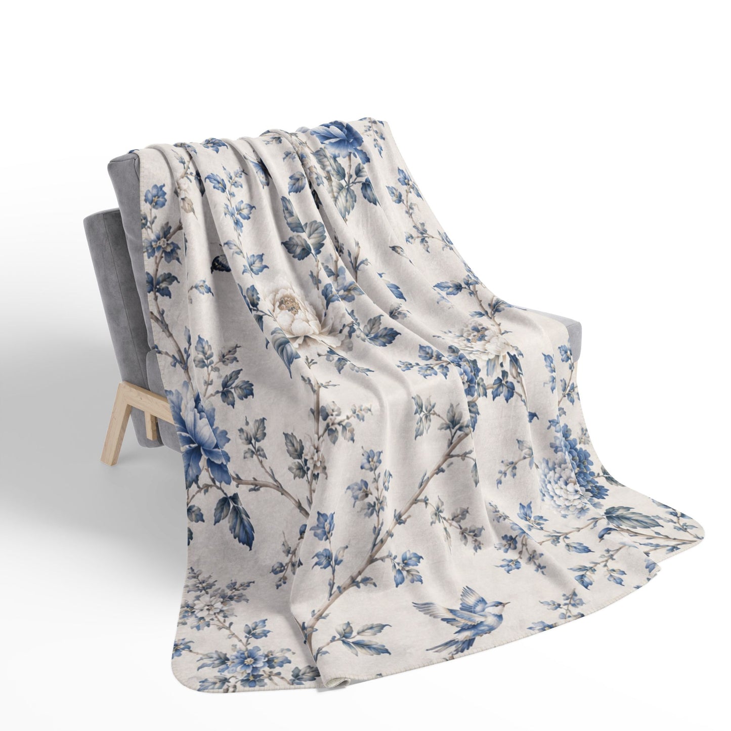 Bespoke Bambina | Blue Blossom | Fleece Sherpa Blanket