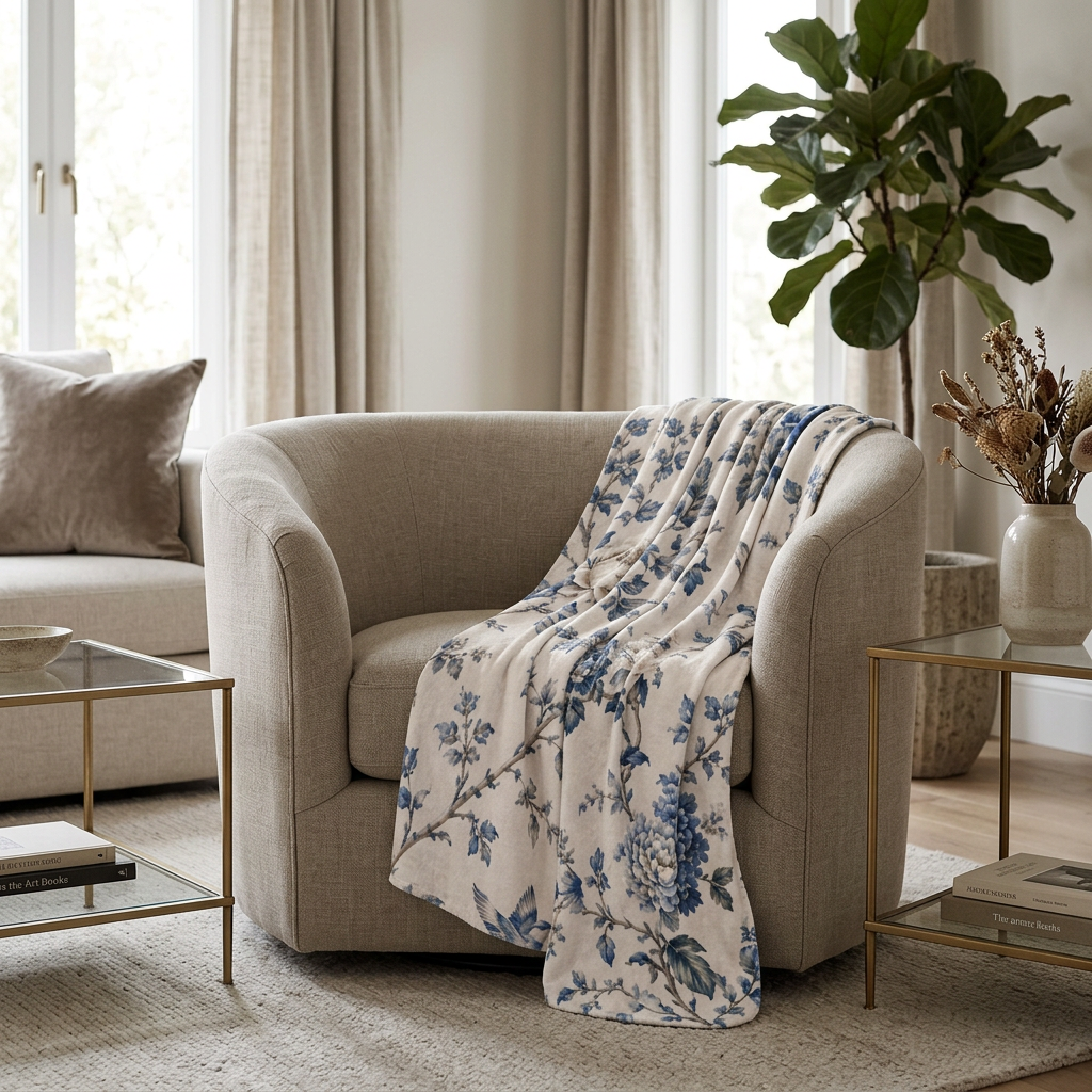 The Bespoke Bambina | Blue Blossom | Fleece Sherpa Blanket