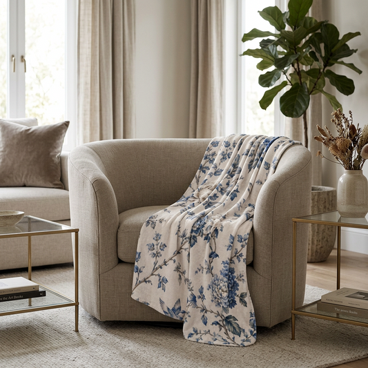 The Bespoke Bambina | Blue Blossom | Fleece Sherpa Blanket