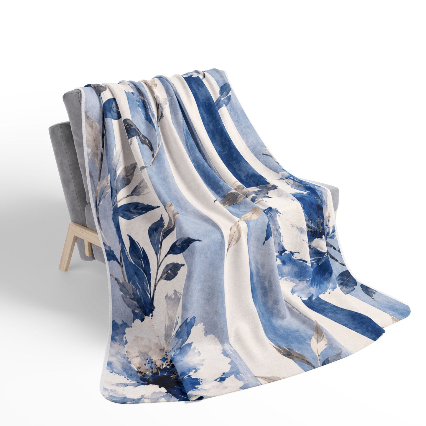 Bespoke Bambina | Azure Bloom | Fleece Sherpa Blanket