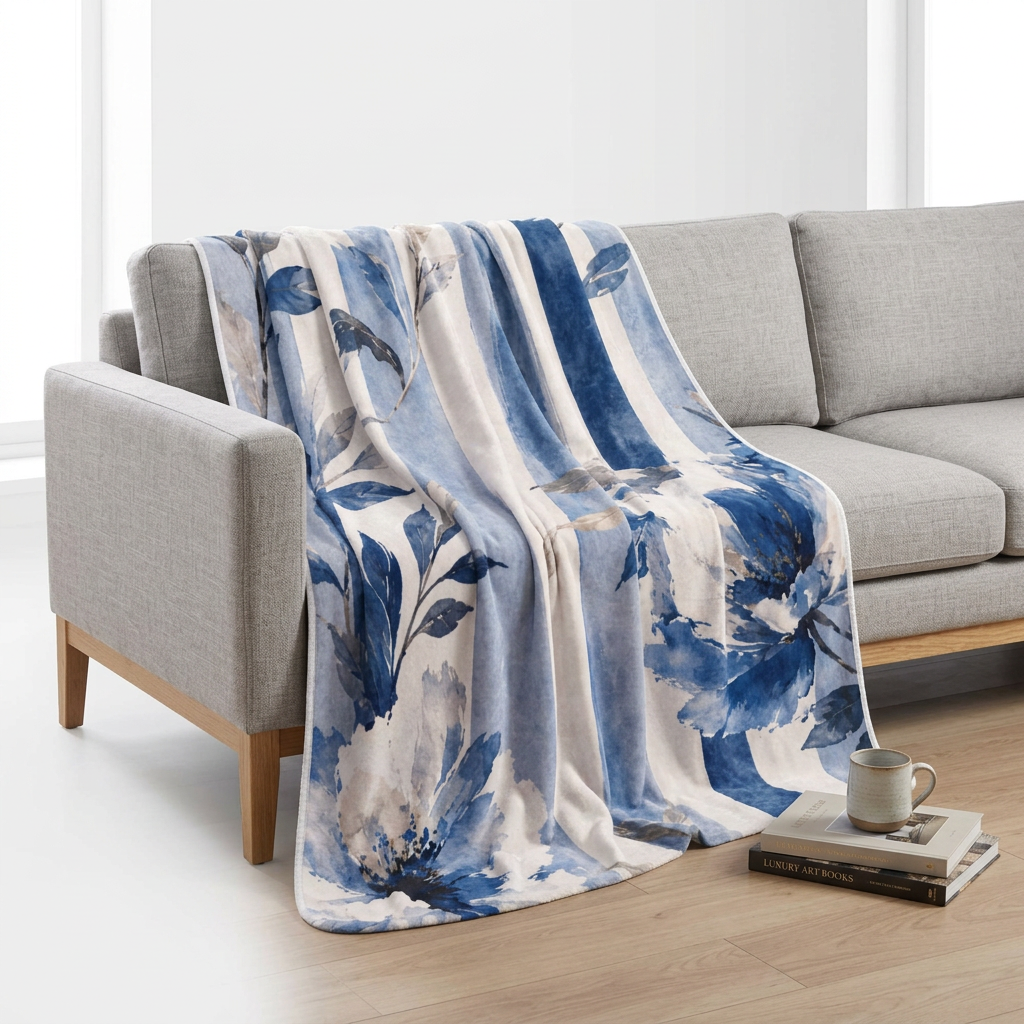 The Bespoke Bambina | Azure Bloom | Fleece Sherpa Blanket