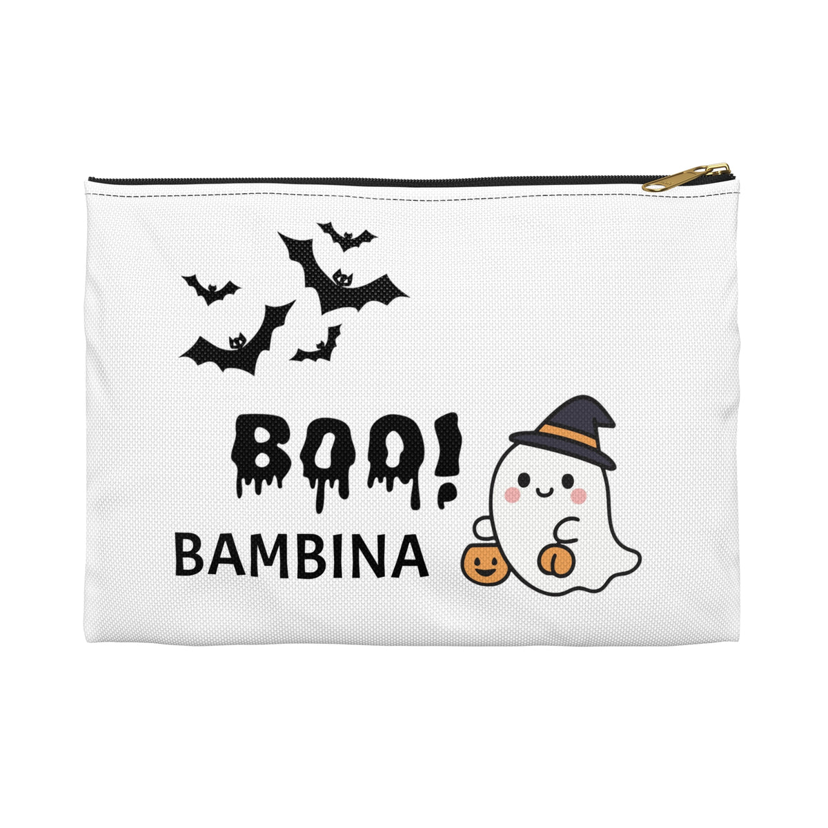 Halloween Boo! Bambina Accessory Pouch — Cute Ghost Cosmetic & Trick-or-Treat Makeup Bag | The Bespoke Bambina