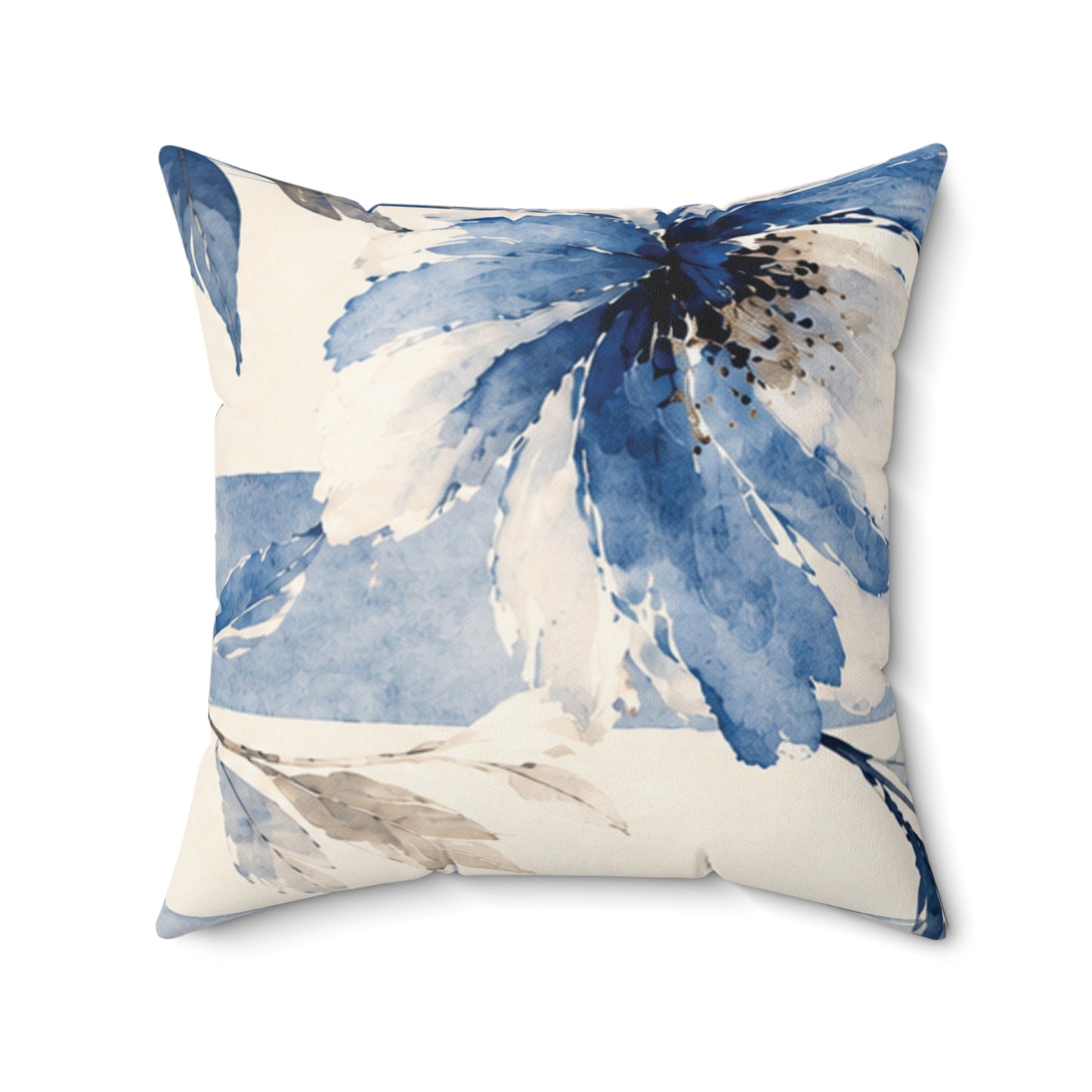 Bespoke Bambina| Azure Bloom |Faux Suede Square Pillow