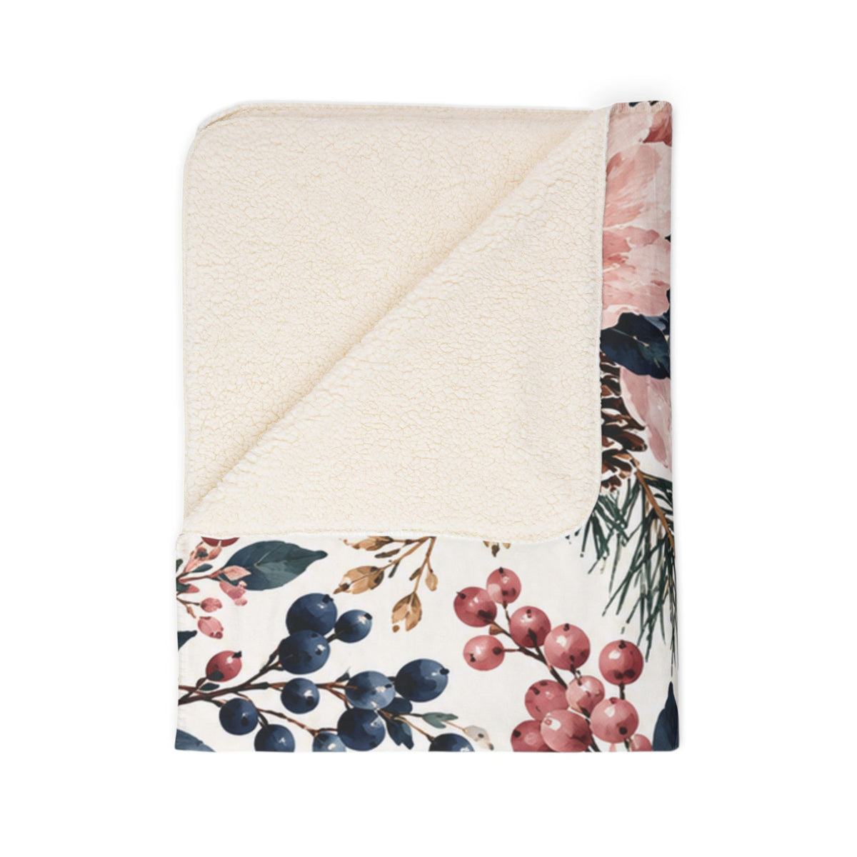 Floral Fleece Sherpa Blanket | Petals and Pine Cones | The Bespoke Bambina