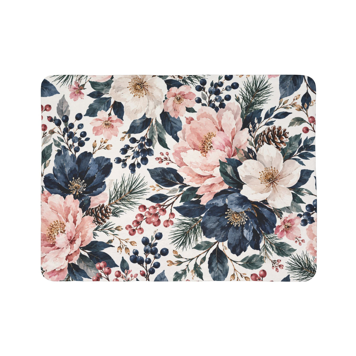 Floral Fleece Sherpa Blanket | Petals and Pine Cones | The Bespoke Bambina