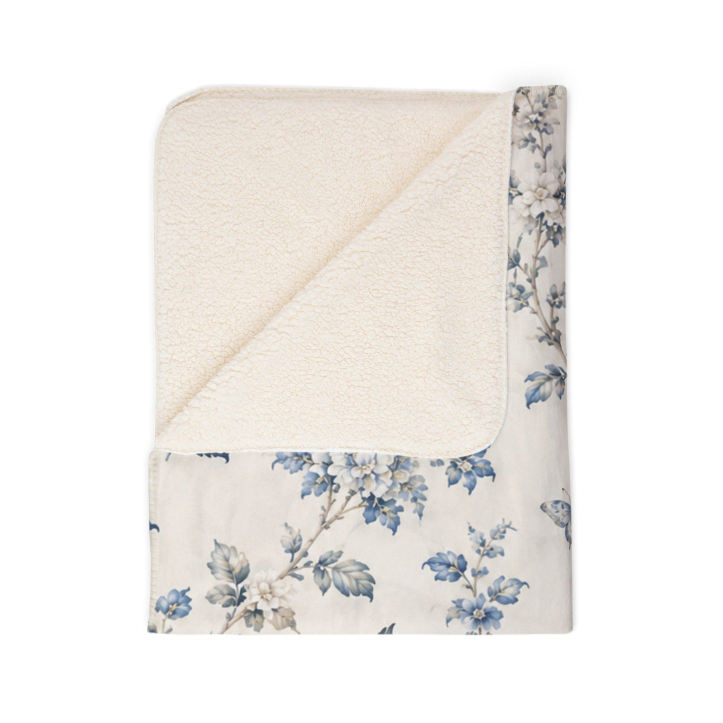 Bespoke Bambina | Blue Blossom | Fleece Sherpa Blanket