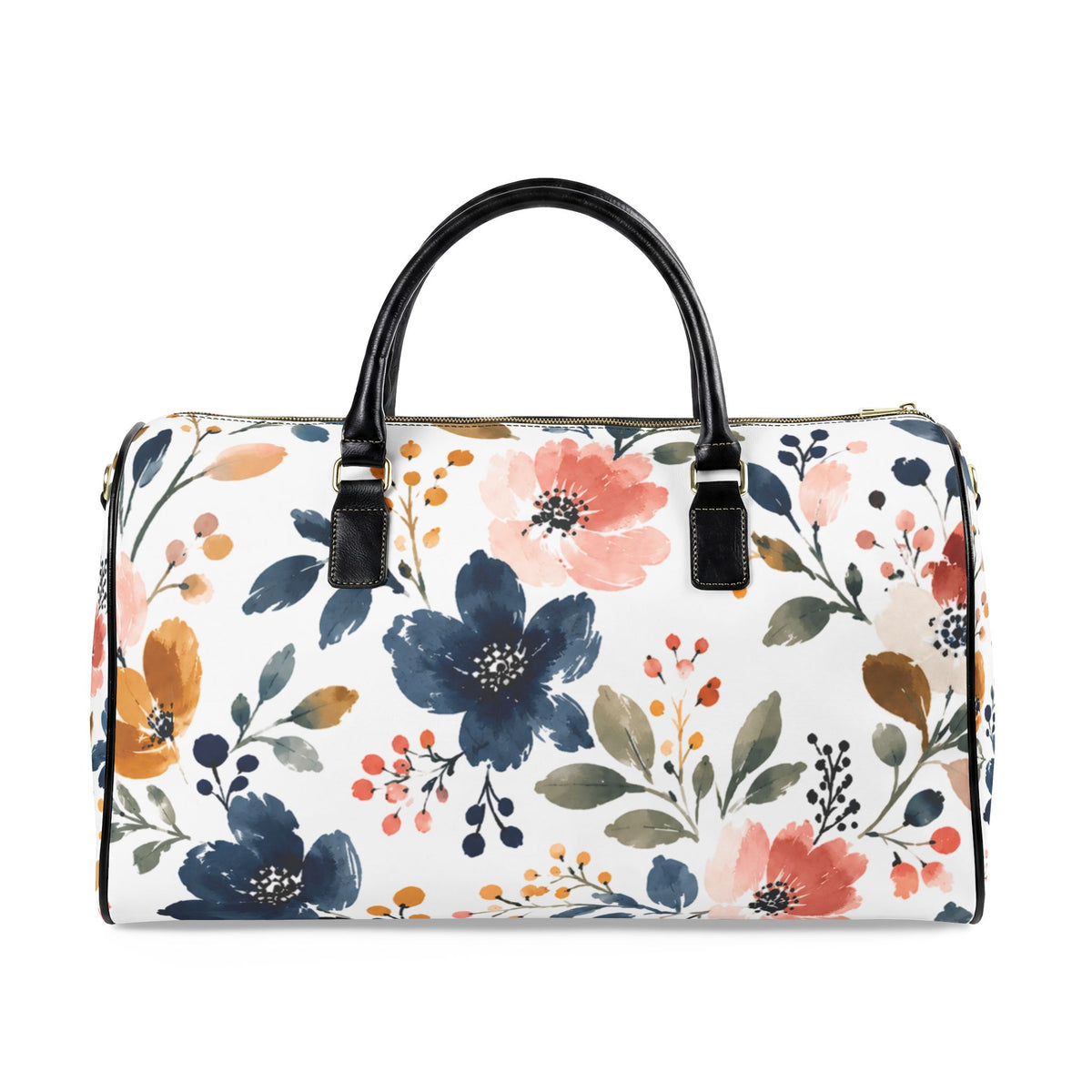 Floral Faux Leather Travel Bag – Bambina Limited Weekender in Orchid Ink