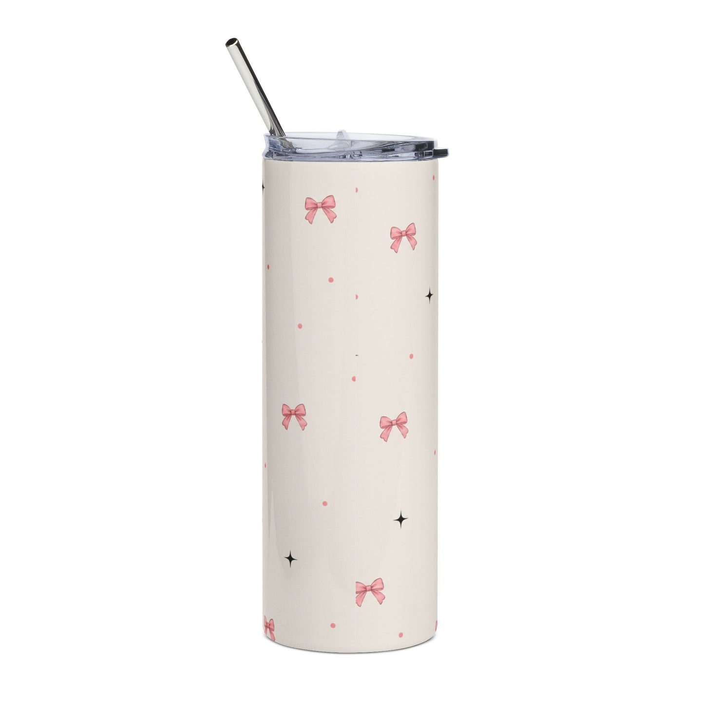 20oz Skinny Tumbler — "Bootiful Bambina" Cute Ghost Pink Bow Stainless Steel Travel Cup | The Bespoke Bambina