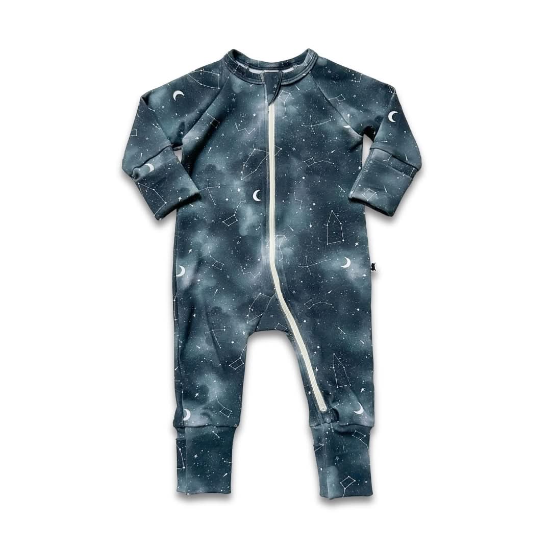 Bamboo Baby Zipper Footed Onesie | Outer Space