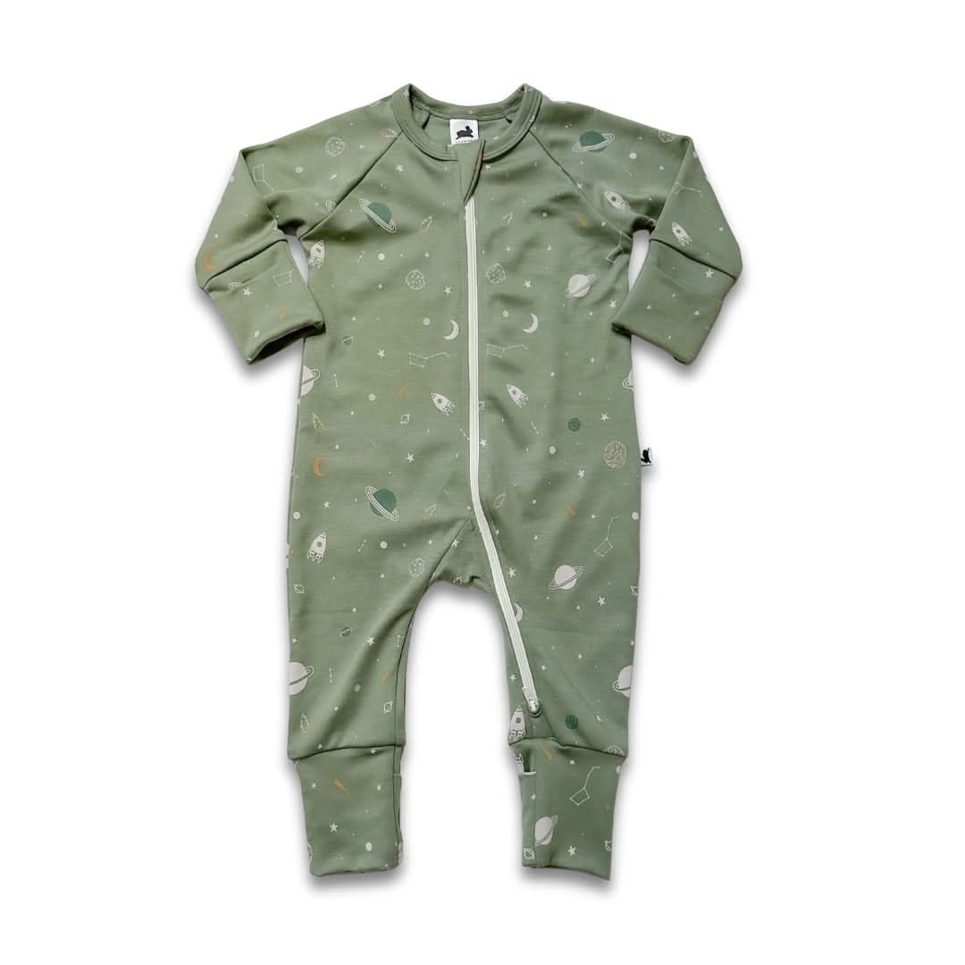 Bamboo Baby Zipper Footed Onesie | Outer Space