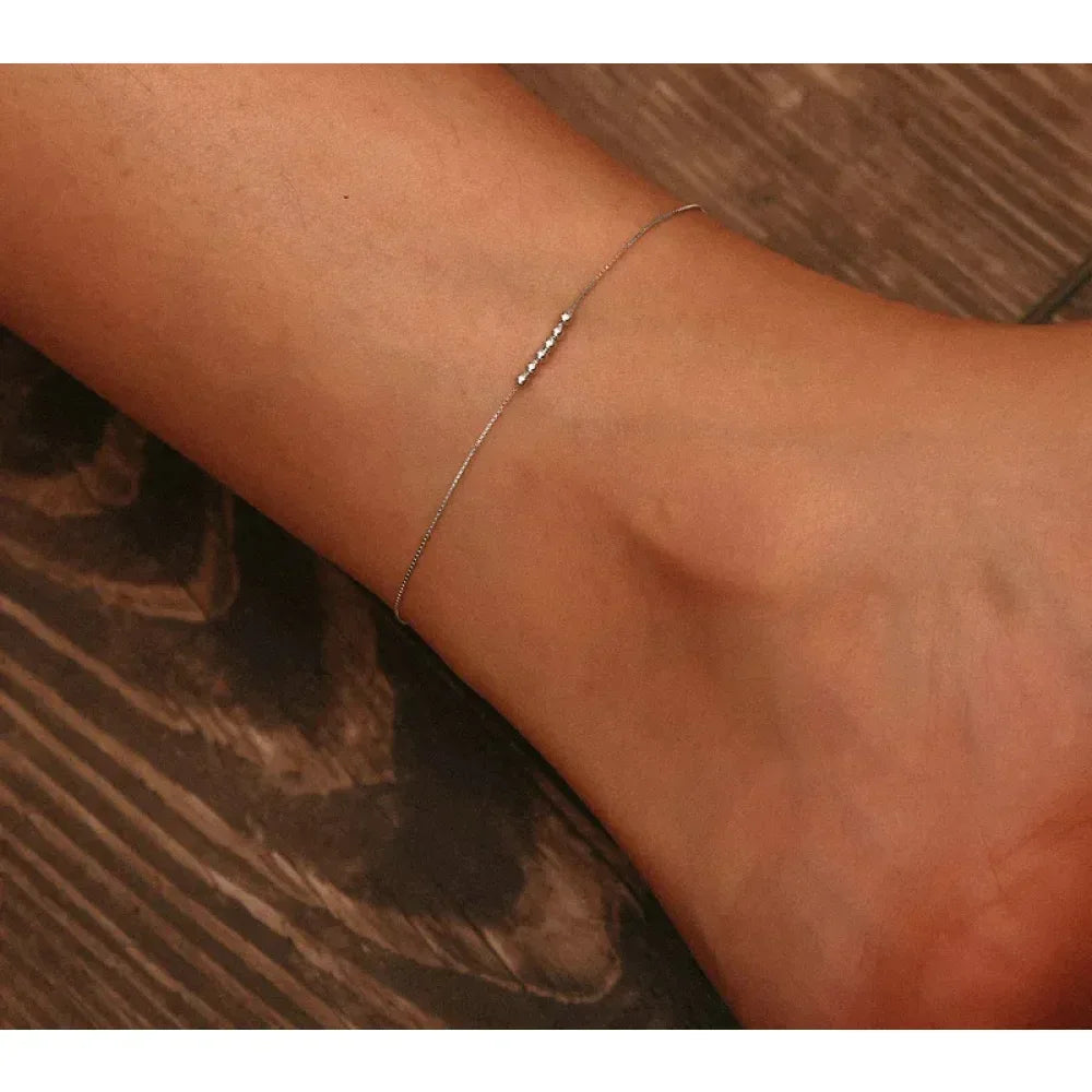 The Delicate 925 Sterling Silver Beaded Anklet