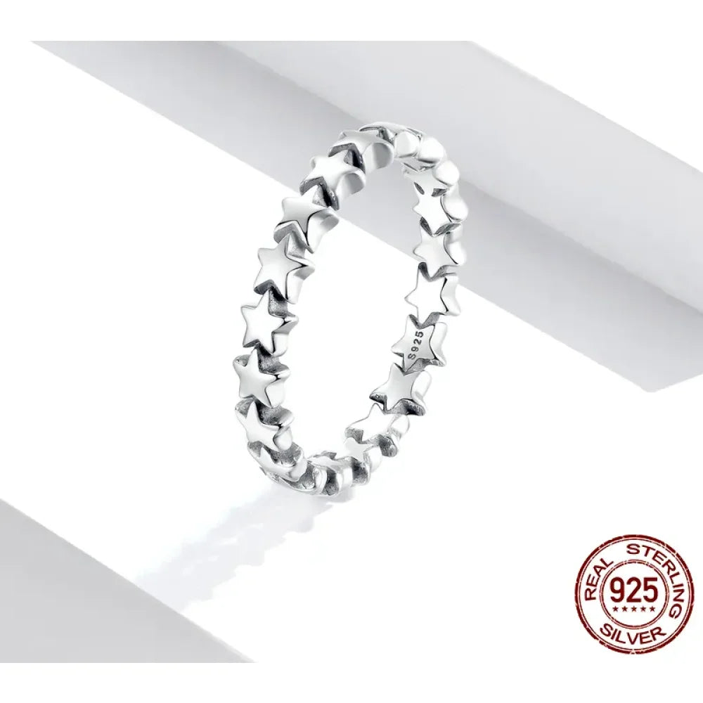 925 Sterling Silver Star & Heart Band Ring