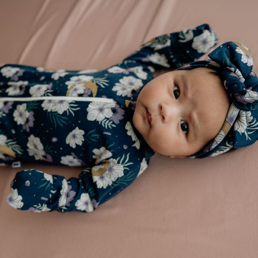 Bamboo Baby Zipper Footed Onesie | Night Sky
