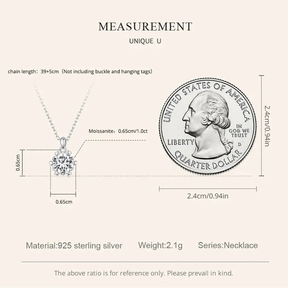 Stunning 1 Carat Moissanite Pendant Necklace | 925 Sterling Silver | Wedding & Bridal Fine Jewelry