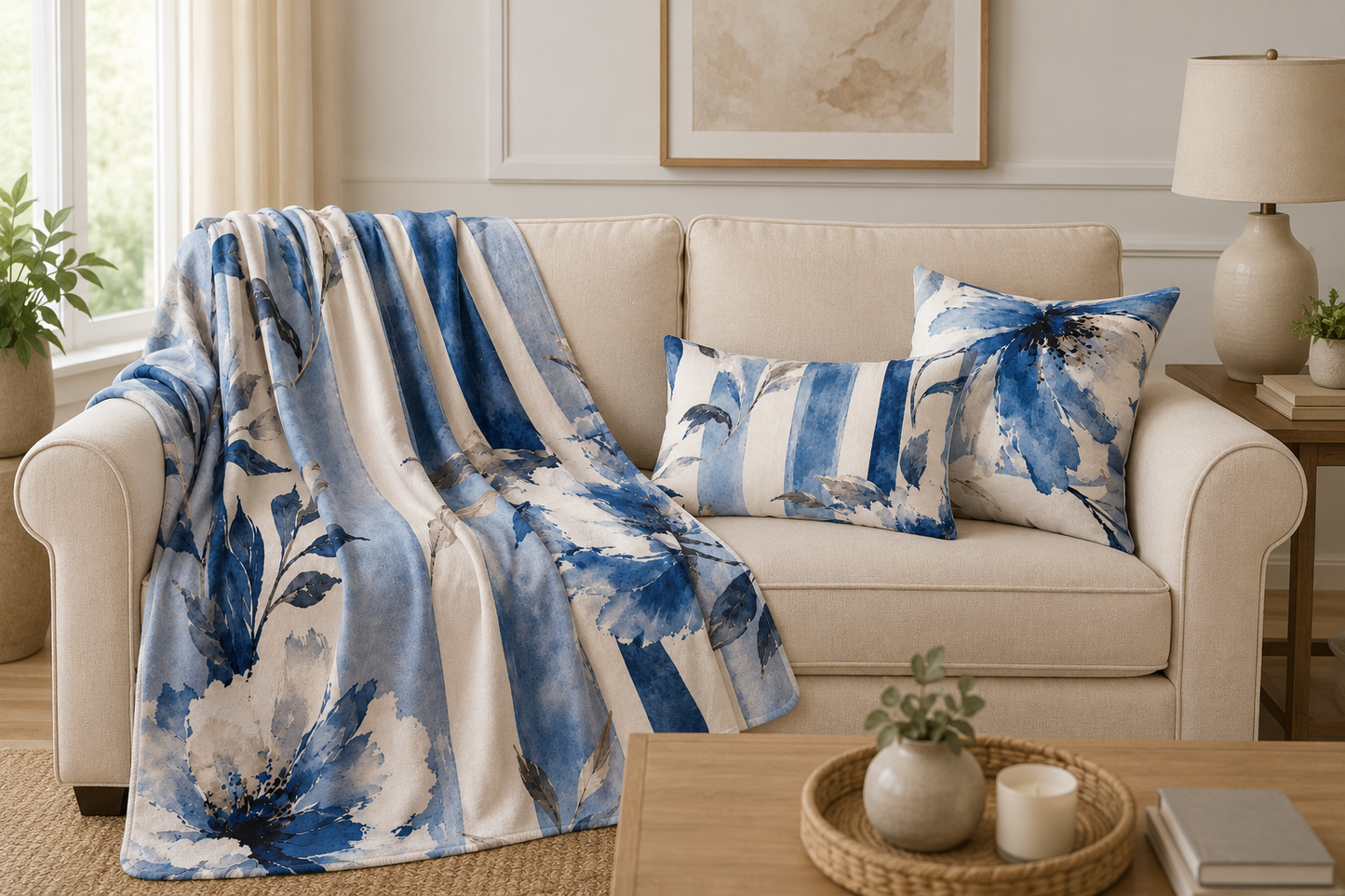 Bespoke Bambina | Azure Bloom | Lumbar Pillow