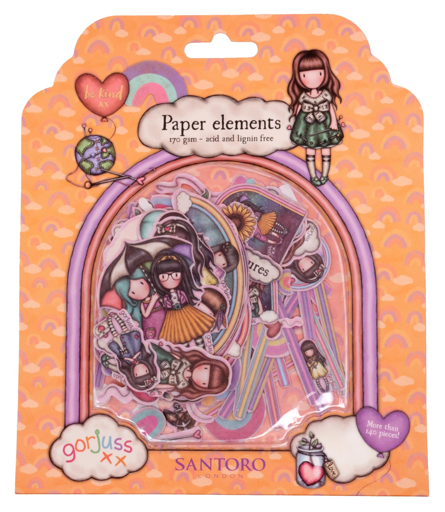 Santoro London| Gorjuss Be Kind | Cut Out Embellishments 148 PC