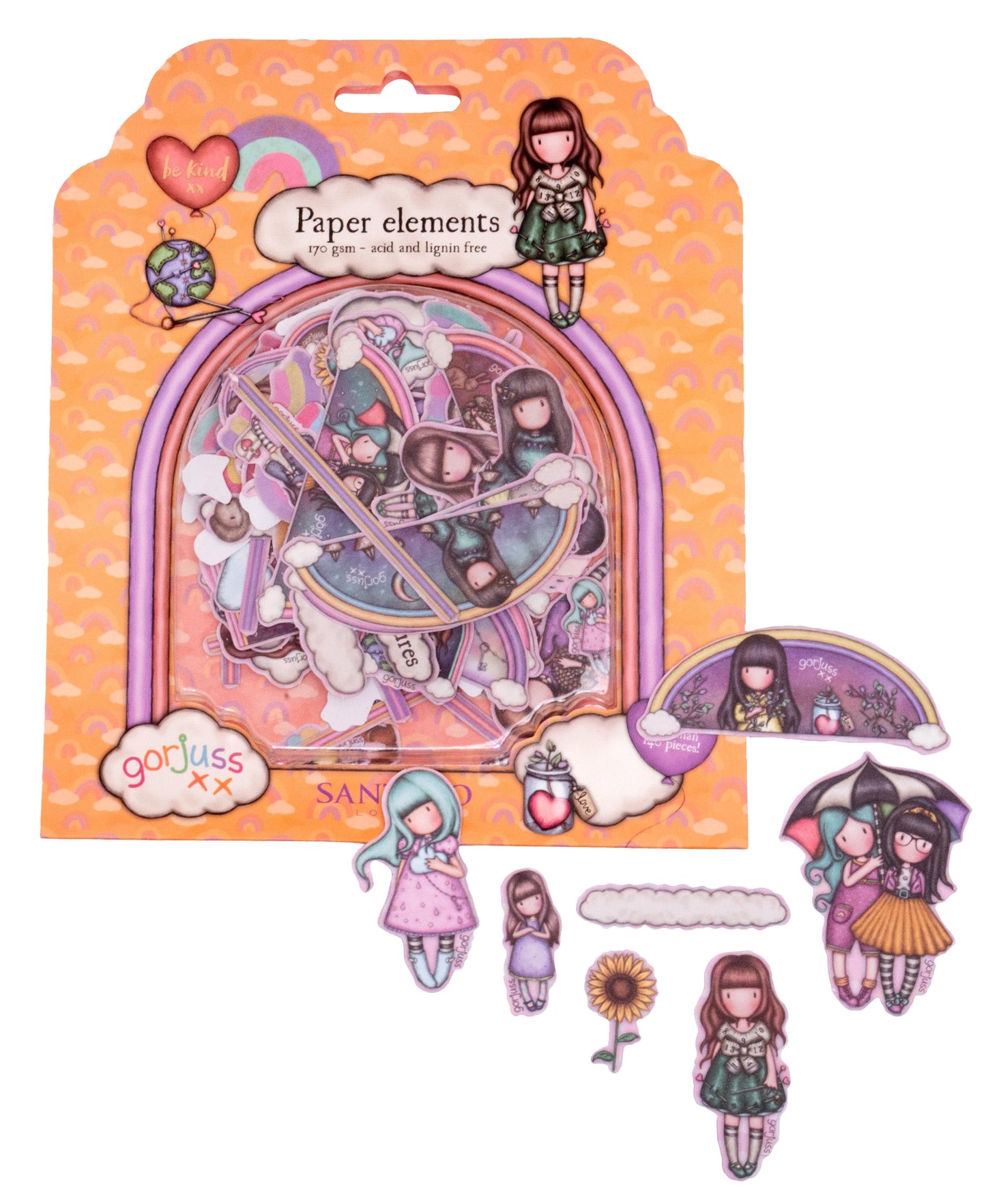 Santoro London| Gorjuss Be Kind | Cut Out Embellishments 148 PC