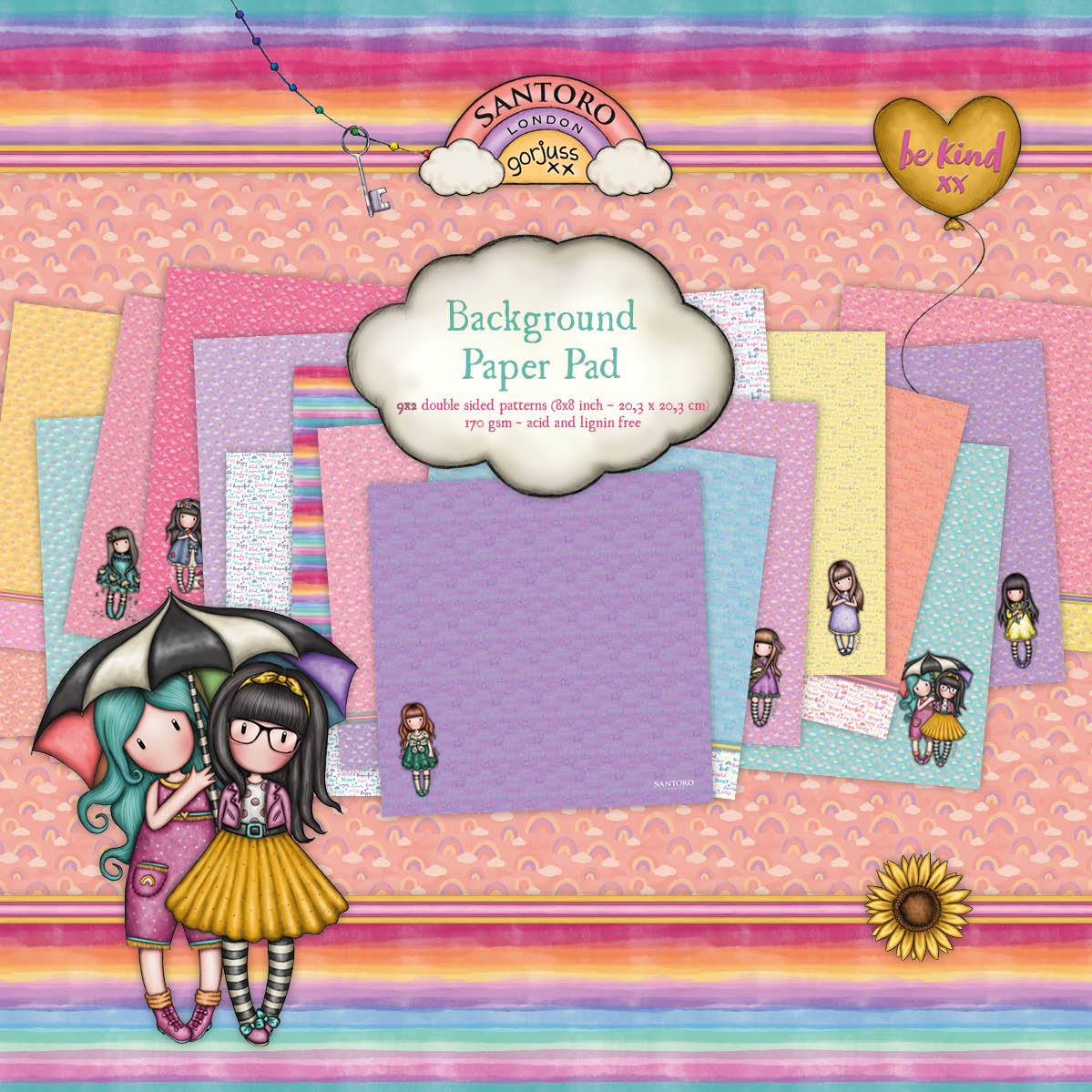Santoro London | Gorjuss  Be Kind | Paper Pad 18 Designs