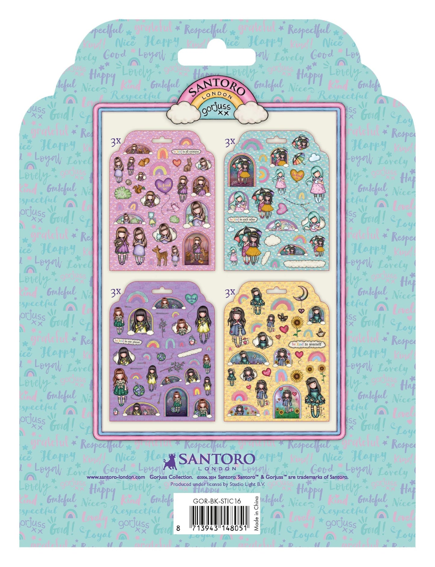 Santoro London| Gorjuss  Be Kind| 12 sheets