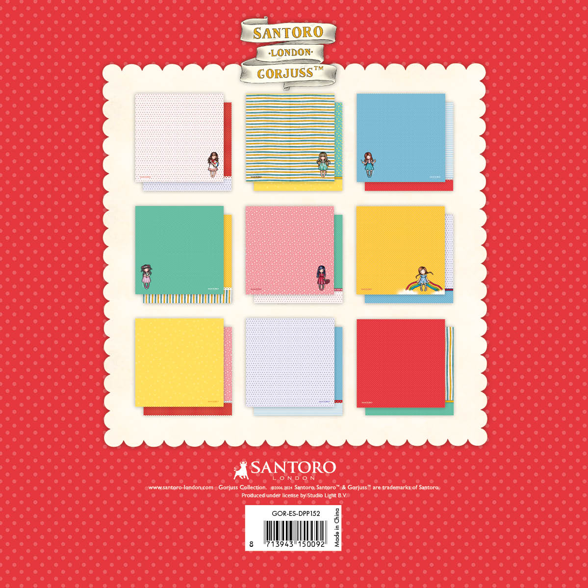 Design Paper Pad Double-Sided, 18 Designs Gorjuss  Santoro London Essentials 18 SH