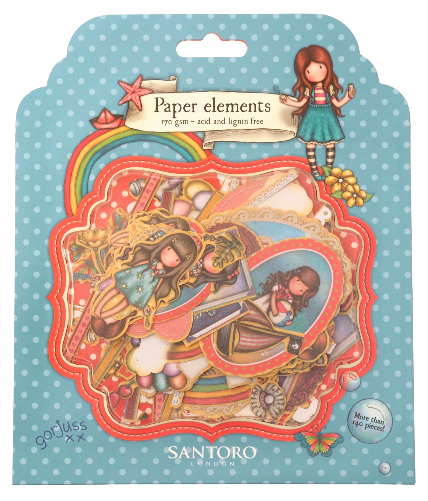 Paper Elements Cut Out Embellishments |Gorjuss| Santoro London Essentials 142 PC