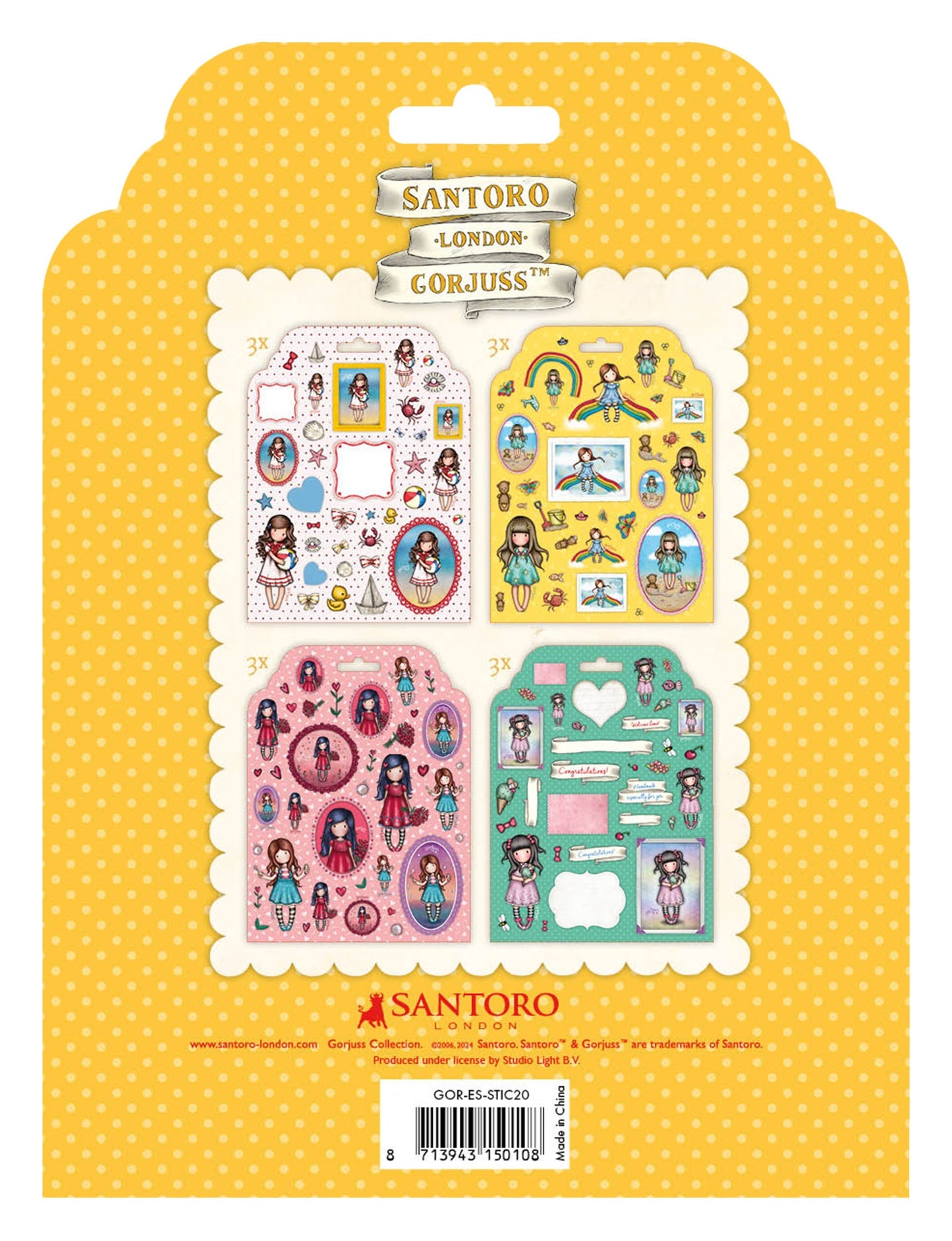 Santoro London| Gorjuss | Essentials Stickers 12 pc