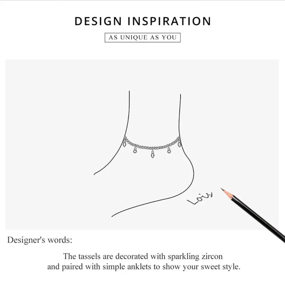 The Minimalist 925 Sterling Silver Tassel Anklet