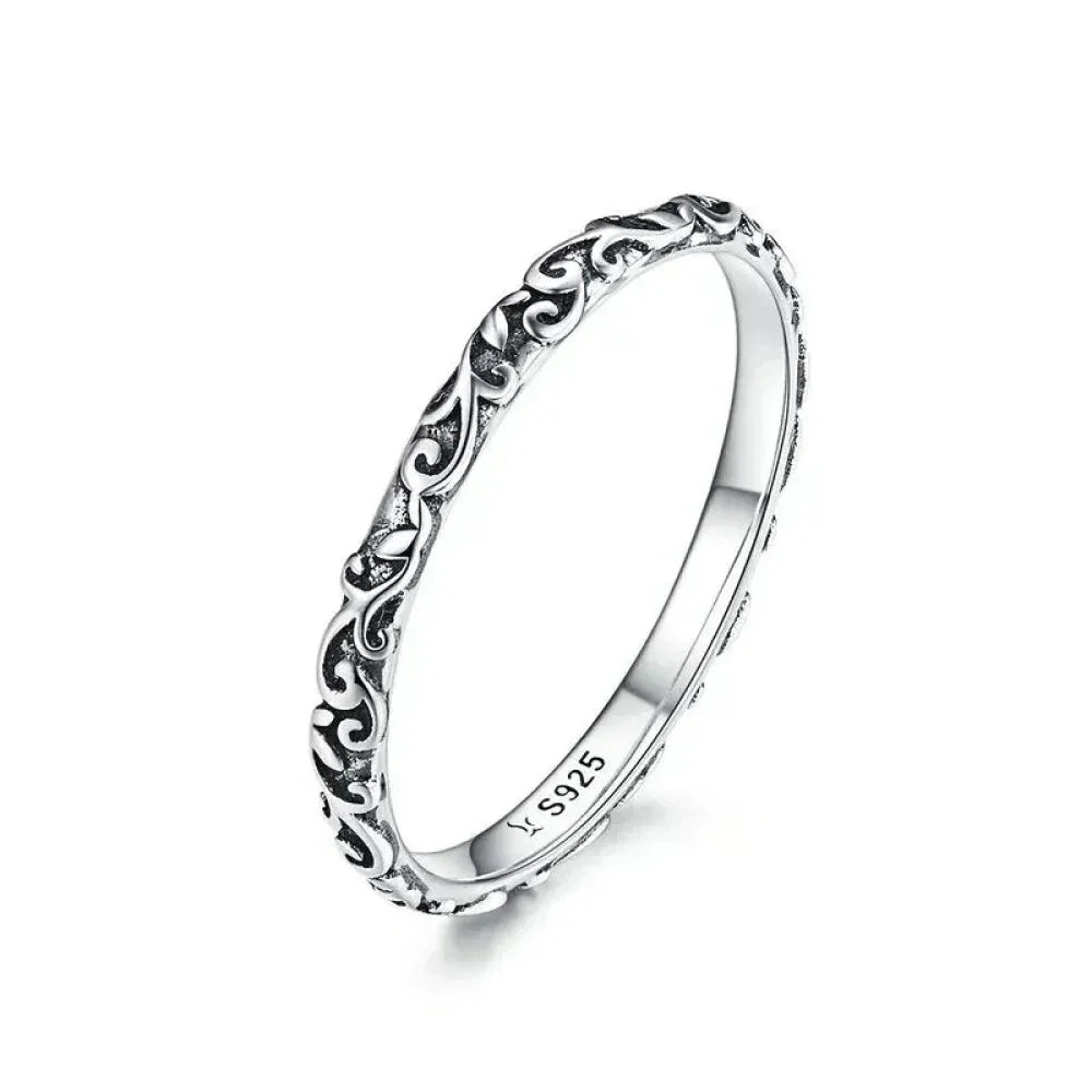 925 Sterling Silver Vintage Embossed Floral Ring