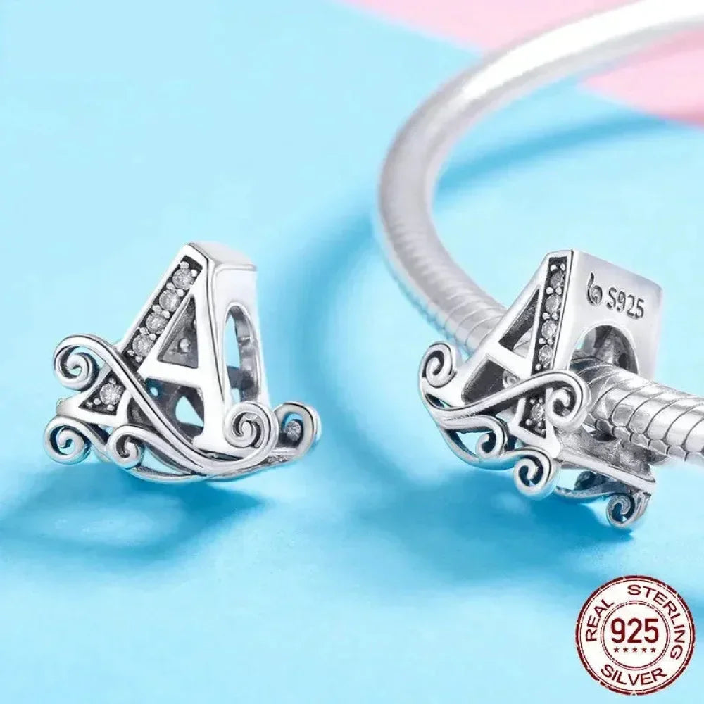 Vintage Openwork 925 Sterling Silver Initial Charm