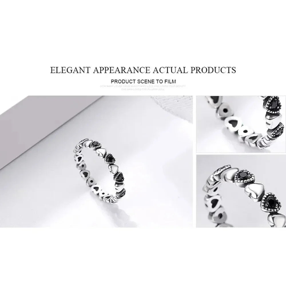 925 Sterling Silver Star & Heart Band Ring